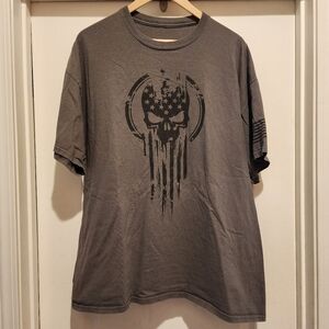 Dion Wear Charcoal gray Flag skull short sleeve shirt Size XXL